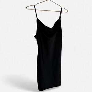 Banana Republic Black Satin Cowl Neck Mini Dress Size M